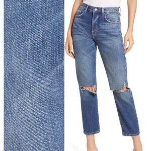 Frame Le Original Triple Needle Ripped Straight Leg Jeans-size 27